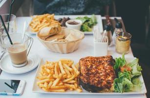 Assorted food on table photo