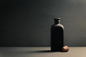 Single black ceramic bottle  photo