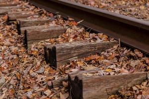 Close-up of railroad tracks photo