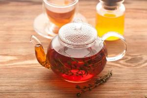 Herbal tea with thyme and honey. horizontal photo