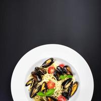 Italian pasta with Mussels marinara, cherry tomatoes