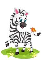 Baby zebra with butterfly vector