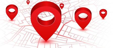 GPS navigator map with red pins locations vector