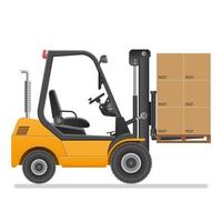 Forklift truck with a pile of boxes isolated  vector