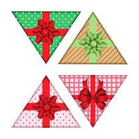 Conjunto de caja de regalo triangular aislado en blanco vector