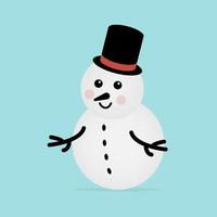 Snowman with top hat on blue vector