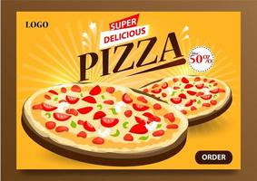 Poster for super delicious pizza vector