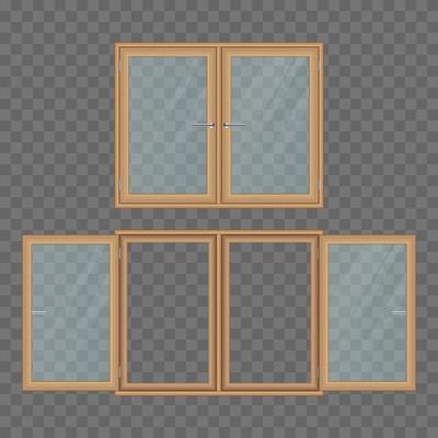 Two wooden windows isolated 