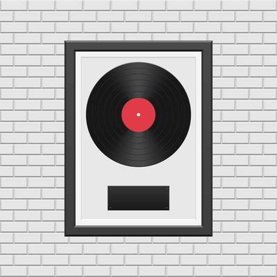 Vinyl record with black frame 