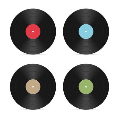Set of vinyl records isolated 