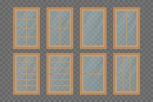 Wooden windows set  vector