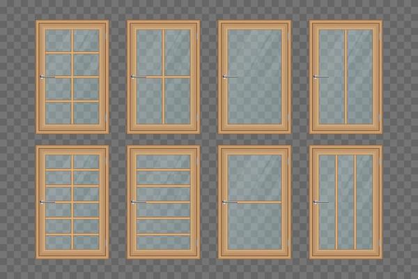 Wooden windows set 