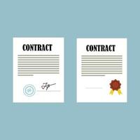 Contract document in flat design vector