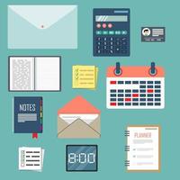 Desk objects in flat design vector