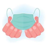 Hands holding a surgical mask vector