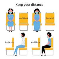 Social distancing while commuting on bus or train vector