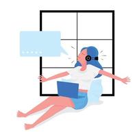 Lady listening to music at home vector