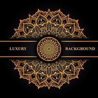 Luxury gold and black mandala card with black strip vector