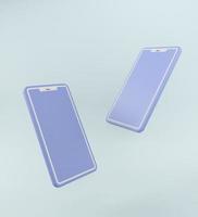 Pastel blue smartphones in 3d rendering photo