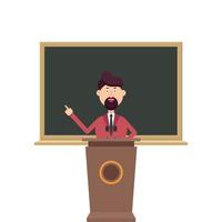 University teacher standing at the podium tribune vector