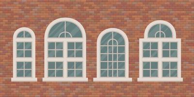 Retro windows on brick wall 