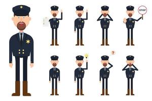 Sheriff character in different position and emotions vector