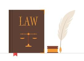 Law book with quill pen and inkwell  vector