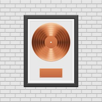 Bronze vinyl record with black frame 