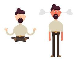 Calm and angry man characters vector