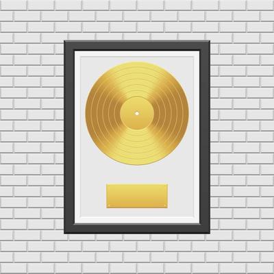 Gold vinyl record with black frame