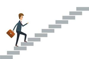 Business man climbing stairs to success vector