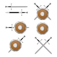 Medieval sword and shield set vector