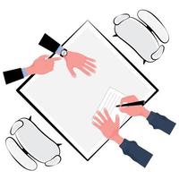 Top down teamwork signing document concept vector