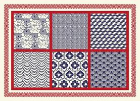 Set of seamless patterns with Asian theme vector