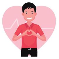 Customer Service Agent Smiling and Doing Hand Heart for Customer vector