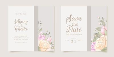 Wedding invitation with flowers vector