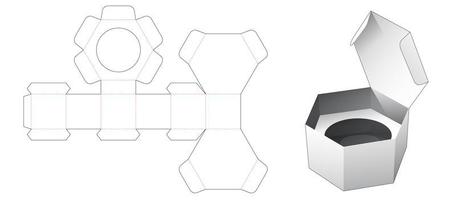 Caja de embalaje hexagonal de cartón de 1 pieza con inserto vector