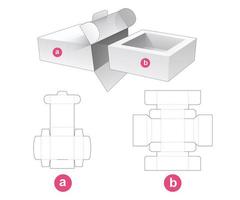 Square packaging box with window and cover vector