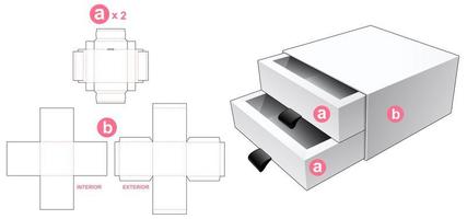 Caja 2 cajones con tapa vector