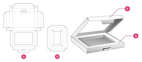 caja abatible plana con ventana e inserto vector