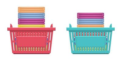 Basket with clean clothes  vector