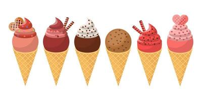 conjunto de cono de helado vector