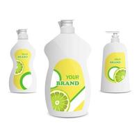 Dish washing liquid bottle set vector