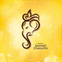 Abstract Ganesh Chaturthi religious yellow watercolor design vector