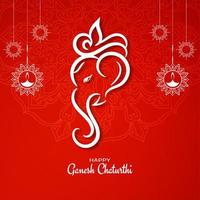 Red Ganesh Chaturthi festival decorative design vector