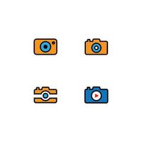 Camera line and fill icon set  vector