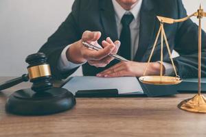 Male lawyer working on a documents  photo