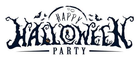 Happy Halloween party graveyard text vector