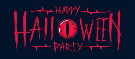 feliz diseño de texto de fiesta de halloween con mal de ojo vector