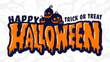 Happy Halloween Text Banner with pumpkin family vector